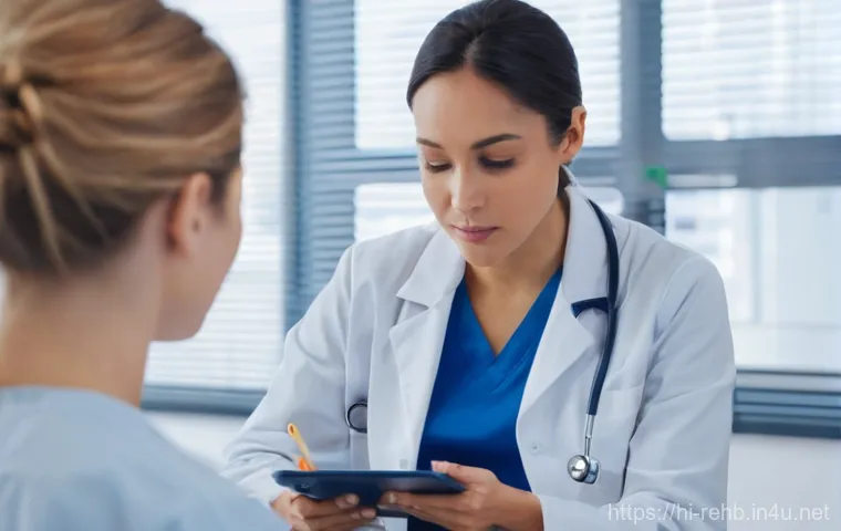 재활의학과 상담 후기 - **Prompt:** A compassionate male or female rehabilitation specialist, dressed in a professional medi...