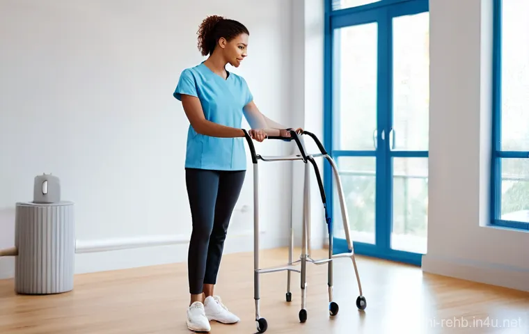 골절 재활 의료보험 청구 사례 - **Prompt:** "A person in their late 30s, dressed in comfortable, modest casual clothes, sitting on a...