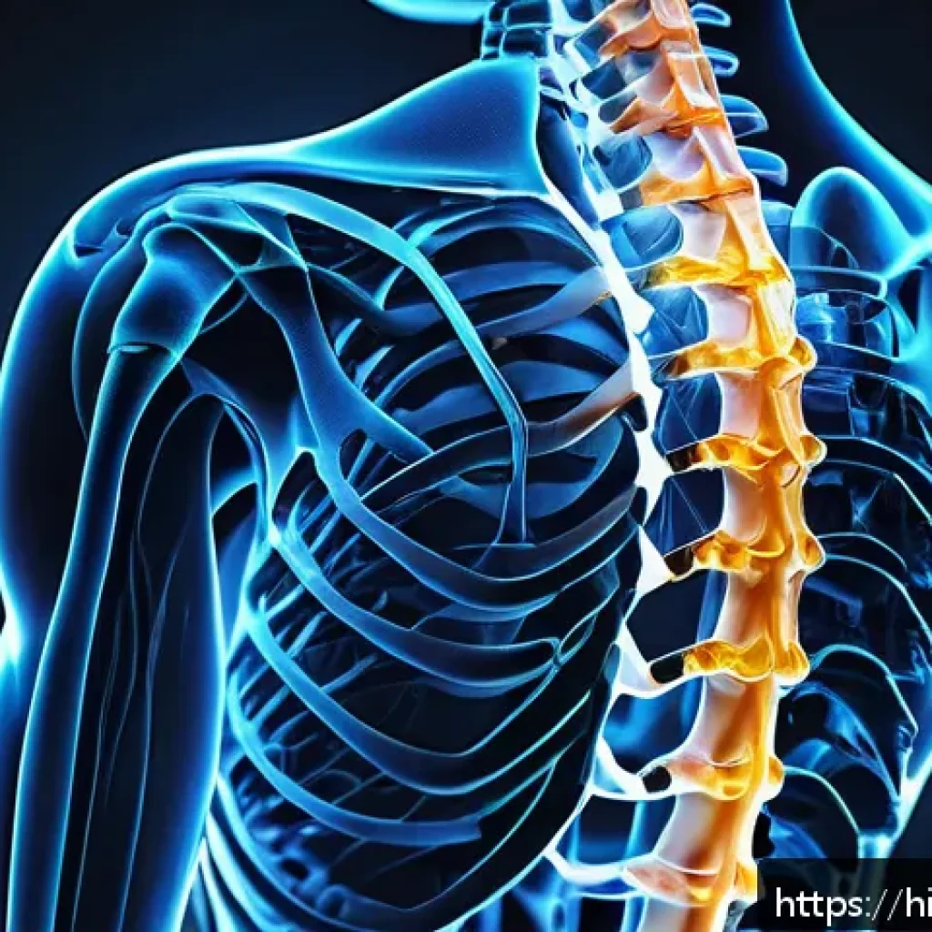 척추재활 치료 후기 - A detailed educational illustration showing the human spine structure from a side view, highlighting...