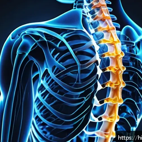 Home 32 척추재활 치료 후기 - A detailed educational illustration showing the human spine structure from a side view, highlighting...